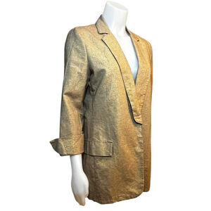 Women's Saiph Italy Linen Blend Lightweight Blazer, M, Gold